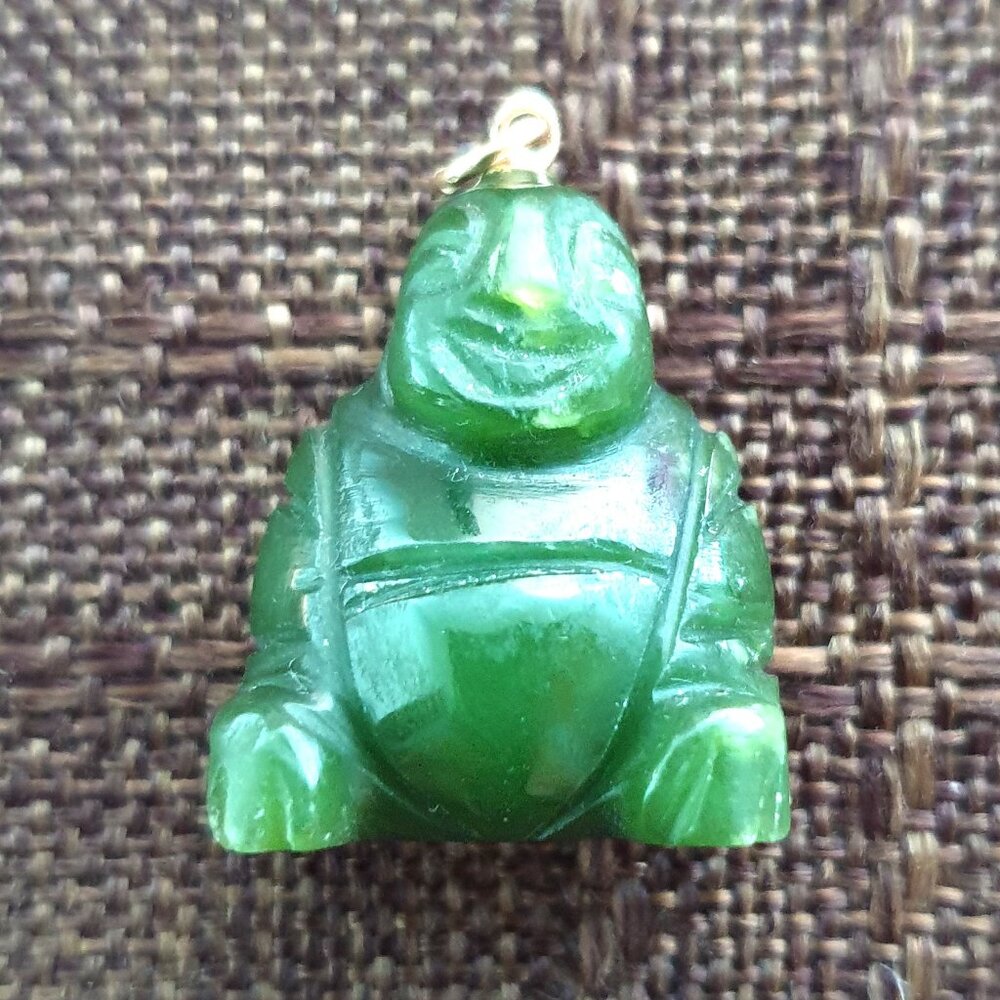 Vintage 45 Carats Genuine Canadian Nephrite Jade Happy Buddha Pendant